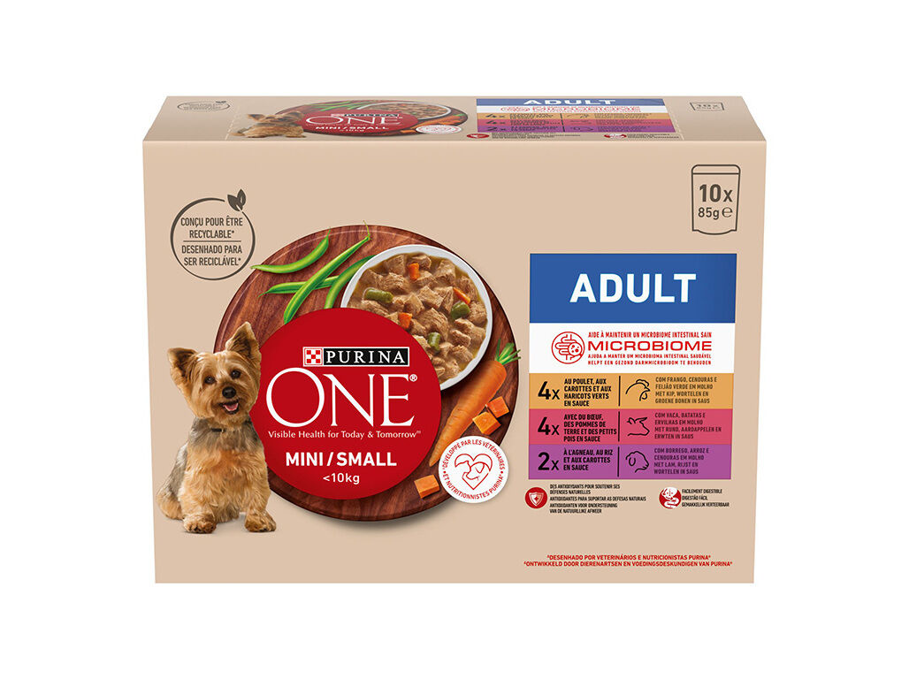 COMIDA H&Uacute;MIDA PARA C&Atilde;O PURINA ONE MINI ADULTO 10X85G