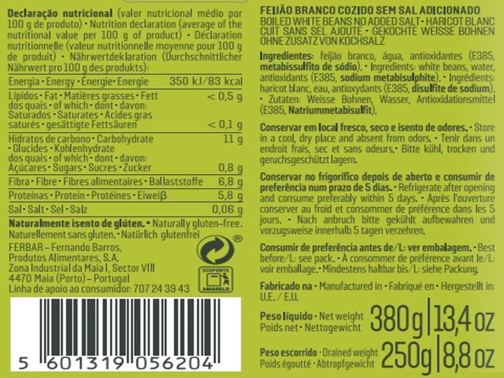 FEIJ&Atilde;O BRANCO FERBAR TETRA 380(250)G image number 1