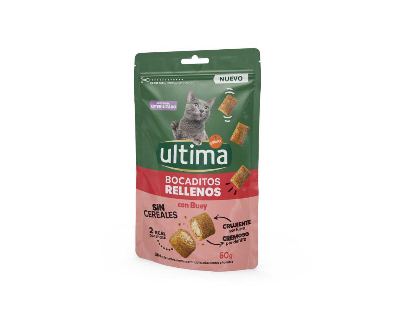 SNACK PARA GATO ULTIMA PEDA&Ccedil;OS RECHEADOS VACA 60G image number 1