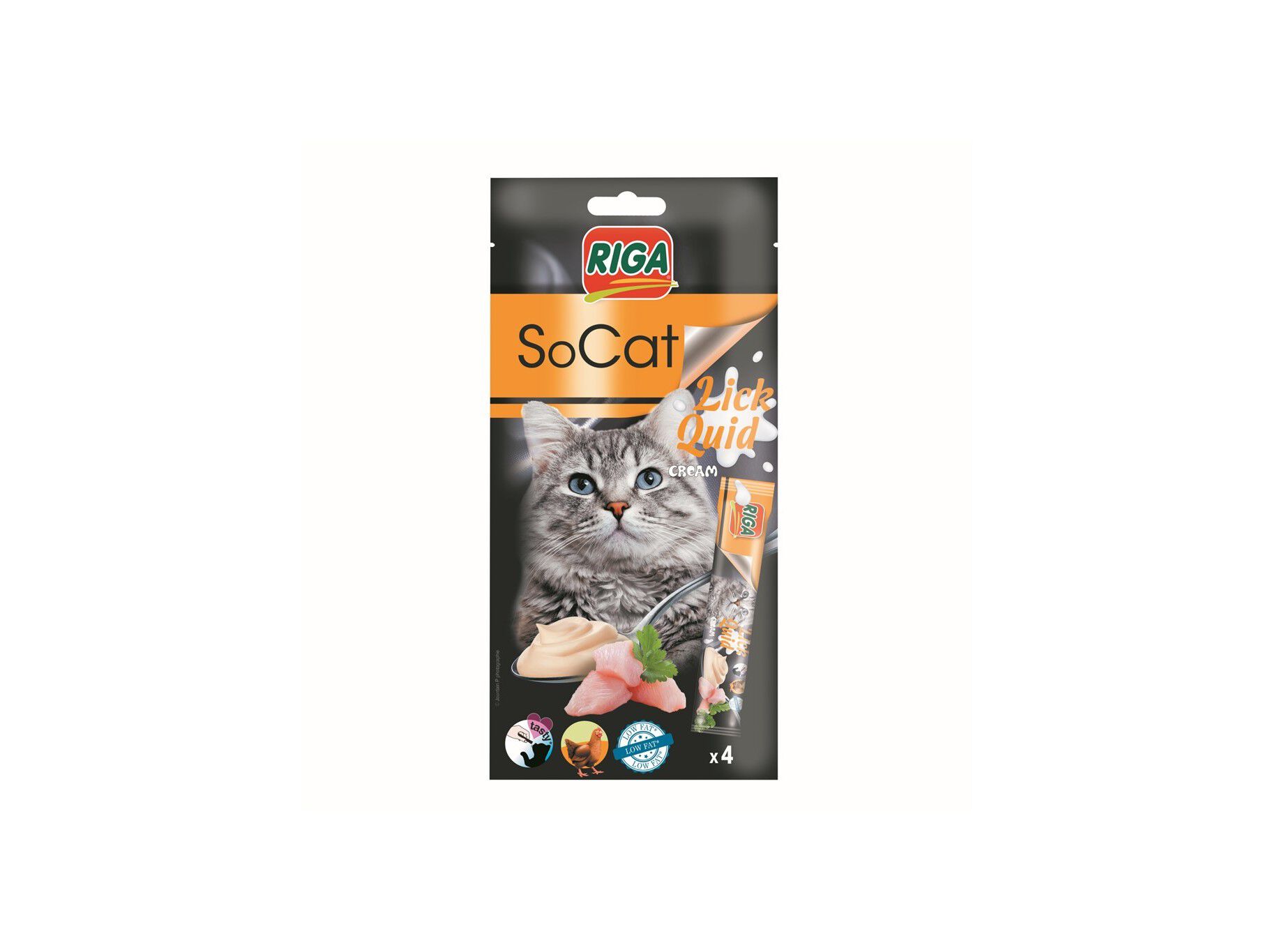 SNACKS GATO RIGA SO CAT CREMOSO FRANGO 4 UNIDADES image number 1