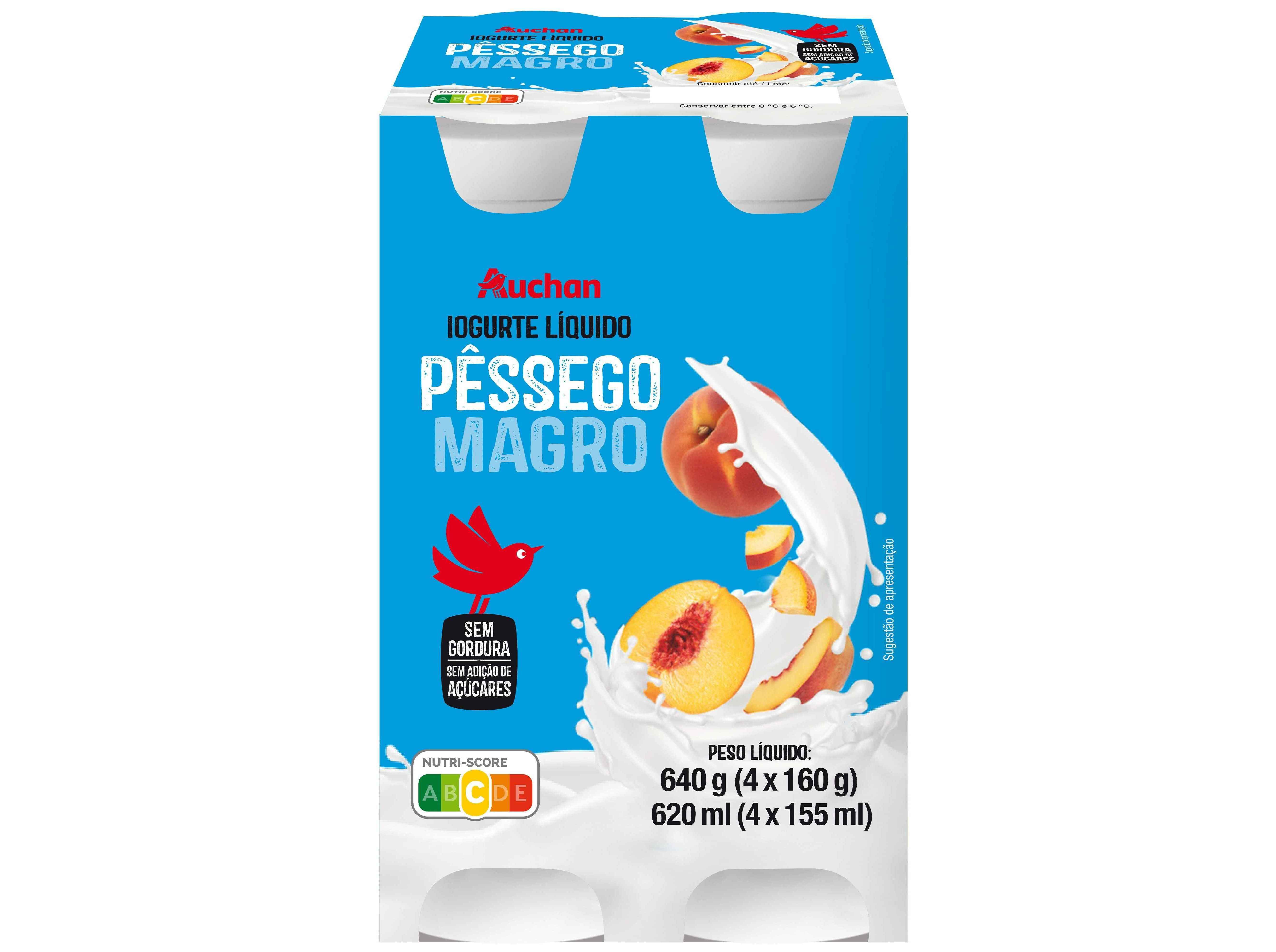 IOGURTE L&Iacute;QUIDO MAGRO AUCHAN P&Ecirc;SSEGO 4X160G image number 0