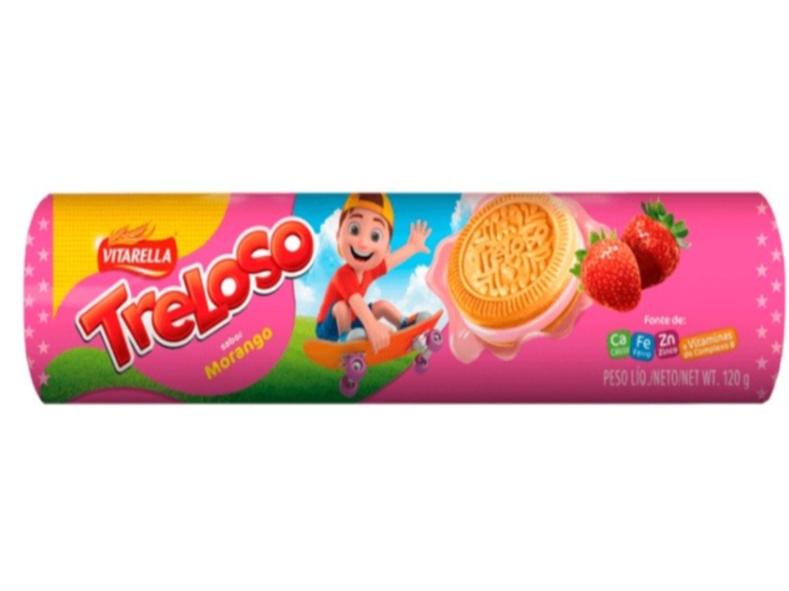 BISCOITO RECHEADO VITARELLA TRELOSO MORANGO 120G image number 0