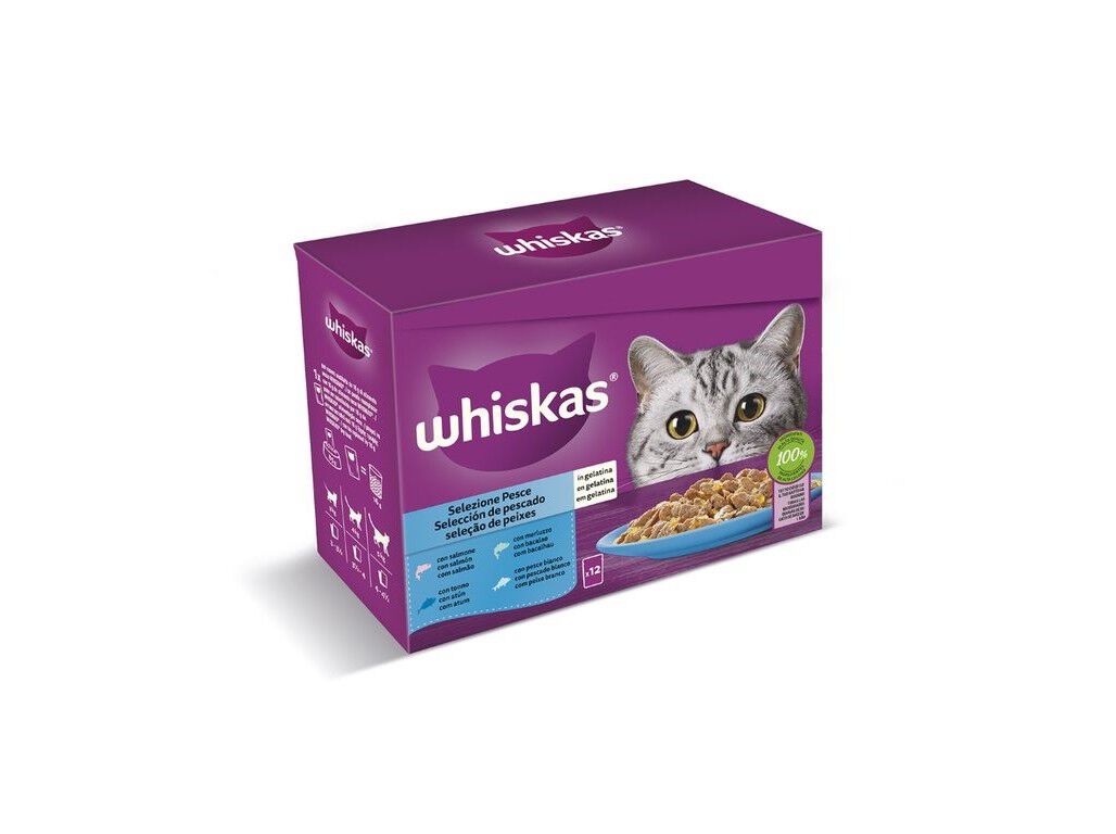 COMIDA H&Uacute;MIDA PARA GATO WHISKAS PEIXE 12X85G