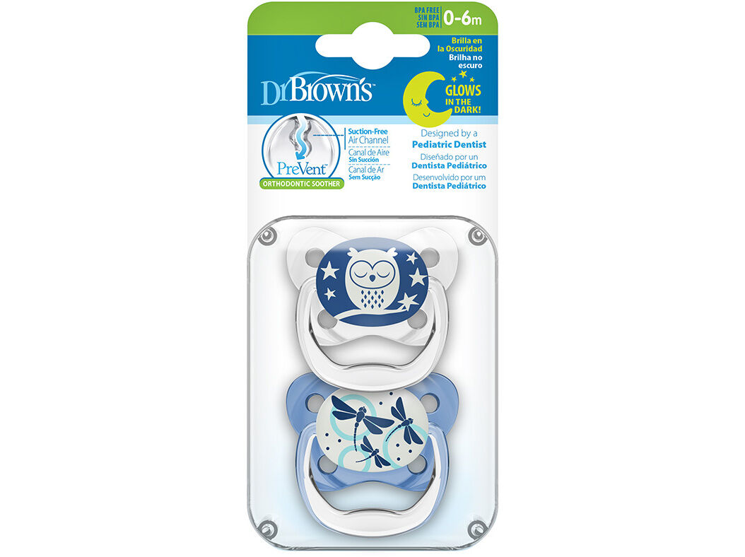 CHUPETA DR. BROWN'S PREVENT NOITE AZUL 0-6M 2UN image number 0