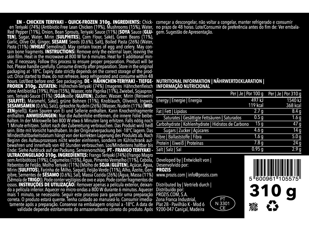 REFEI&Ccedil;&Atilde;O PROZIS DIET FRANGO TERIYAKI 310G image number 1