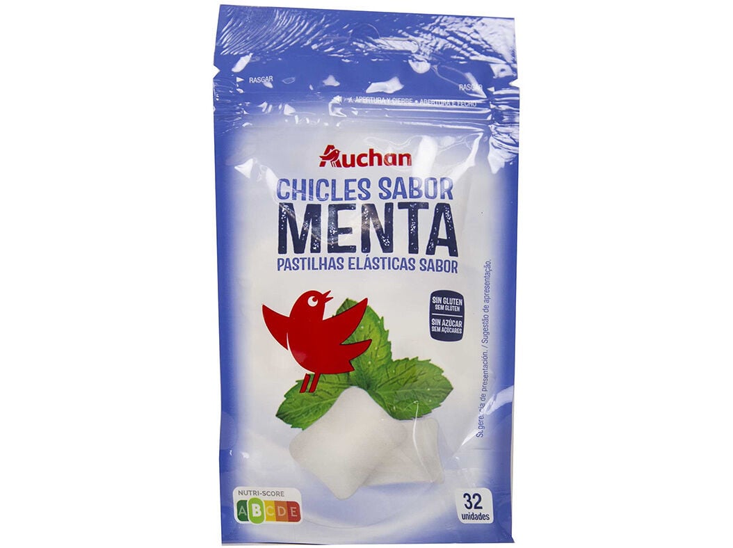 PASTILHA AUCHAN EL&Aacute;STICA MENTA SEM A&Ccedil;&Uacute;CAR 45G image number 0