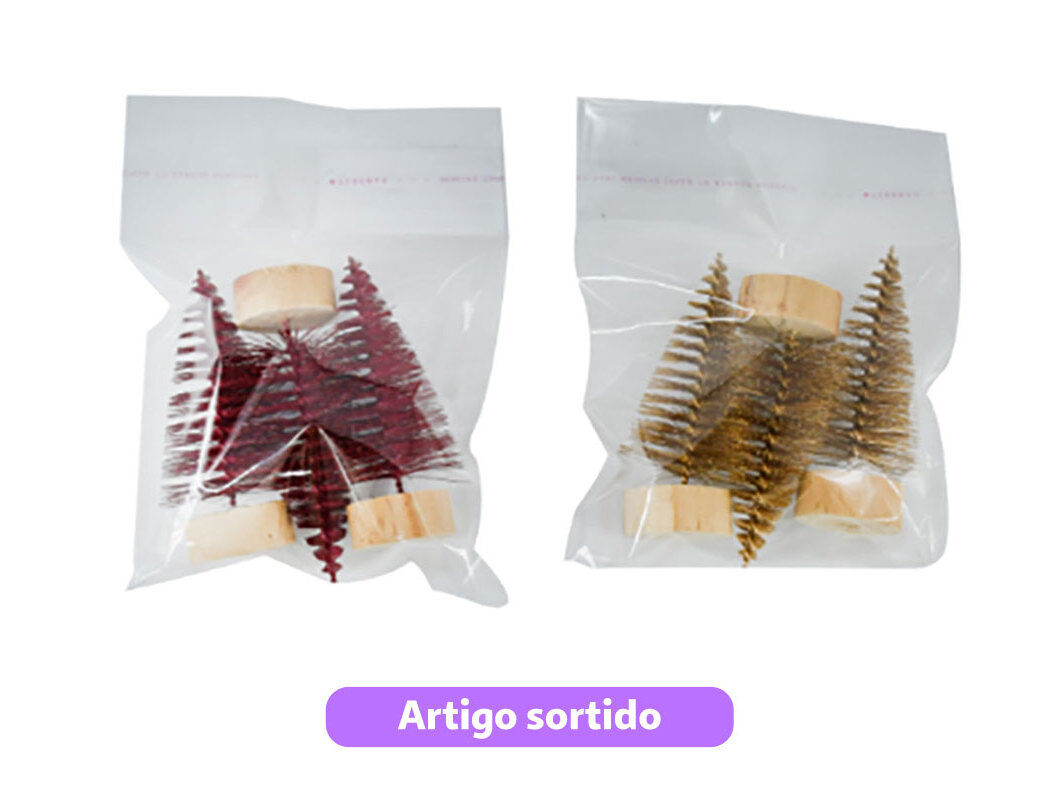CONJUNTO DE 3 &Aacute;RVORES DE NATAL ACTUEL 8CM CORES SORTIDAS