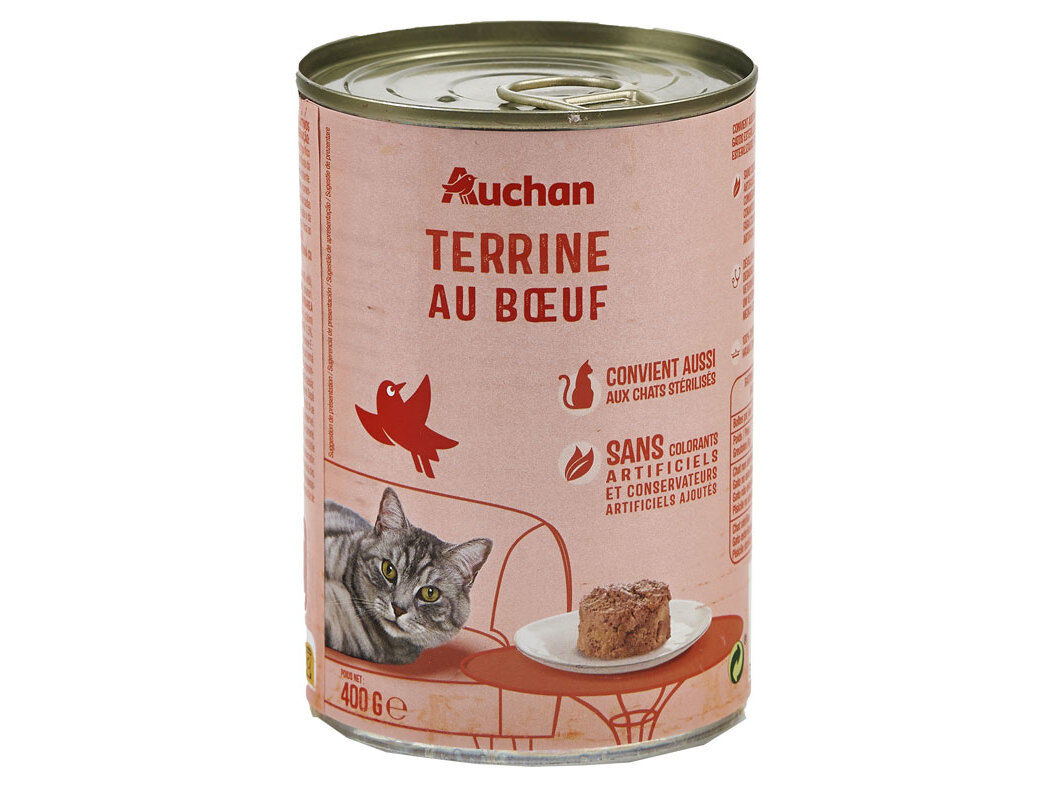 COMIDA H&Uacute;MIDA PARA GATO AUCHAN TERRINA COM VACA 400G