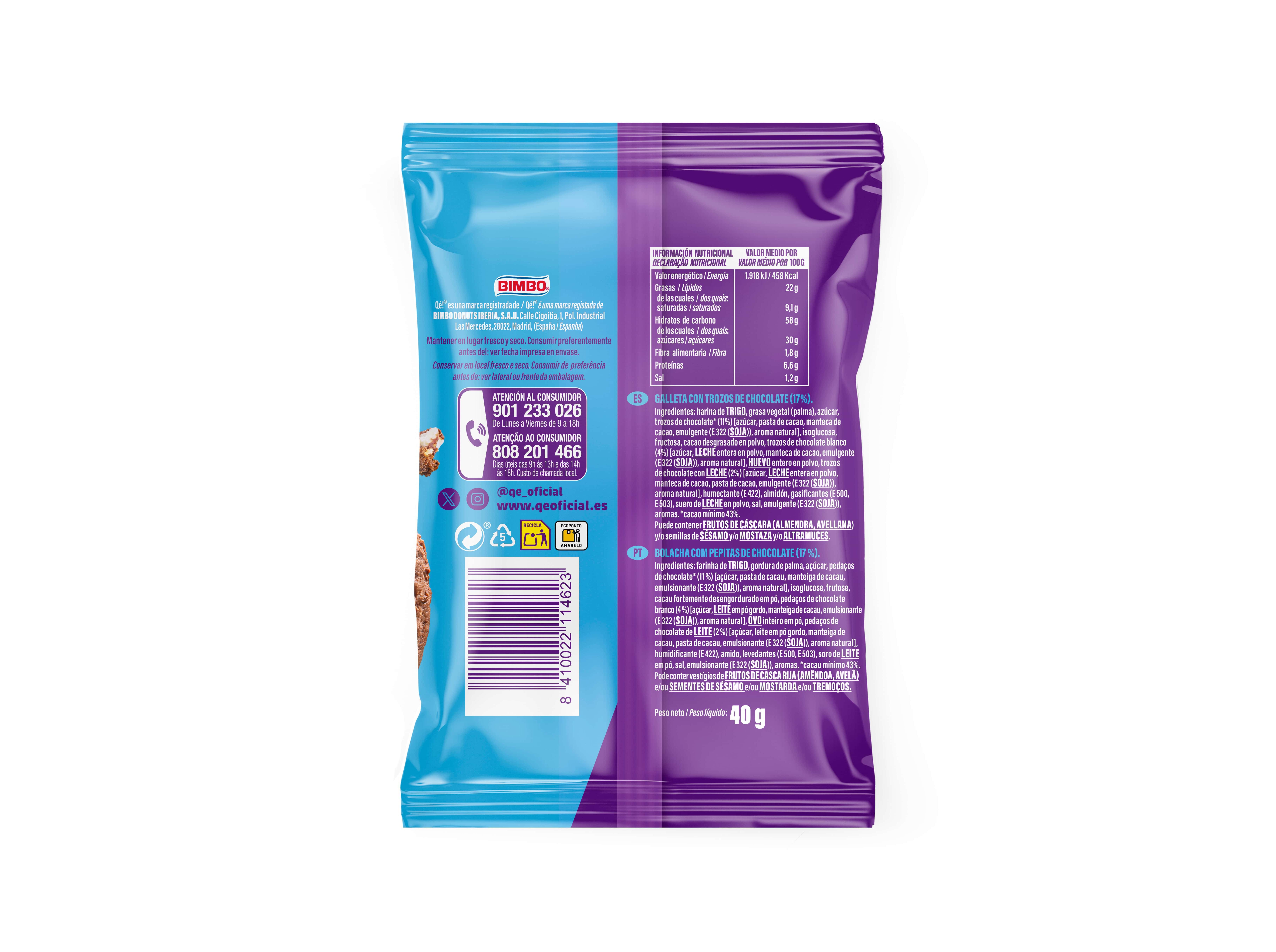 BOLACHA Q&Eacute; TRIPLE CHOCOLATE 40G image number 1