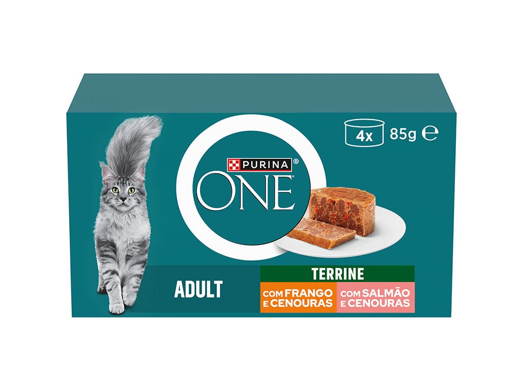 COMIDA H&Uacute;MIDA PARA GATO PURINA ONE SALM&Atilde;O / FRANGO 4X85G image number 0