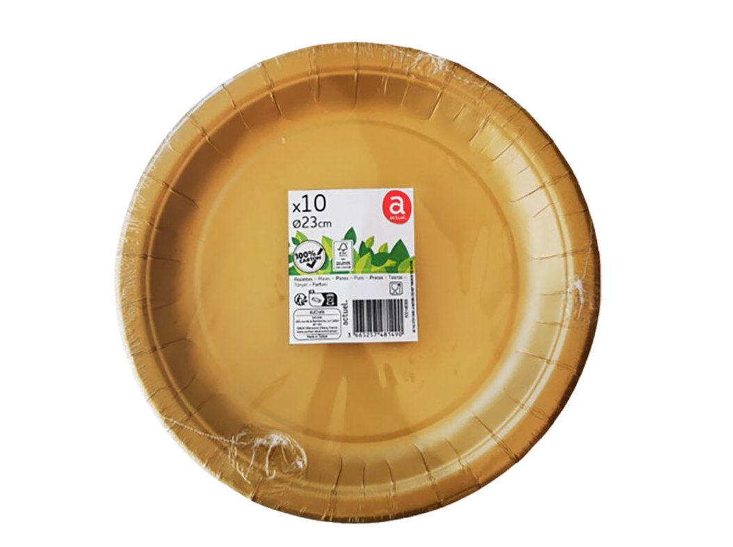 PRATO CART&Atilde;O ACTUEL DOURADO 23CM PACK 10 UNIDADES