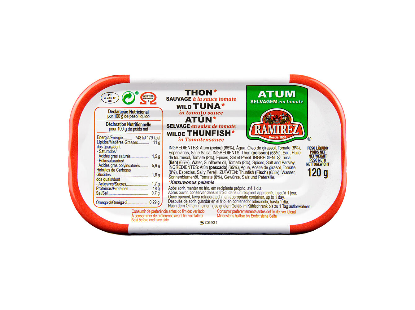 ATUM RAMIREZ EM TOMATE 120GR image number 1