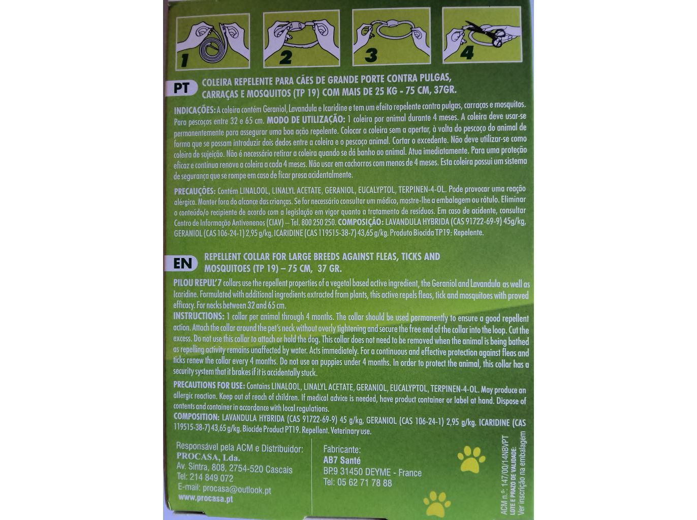 COLEIRA REPELENTE C&Atilde;O PILOU VERDE 75CM image number 1