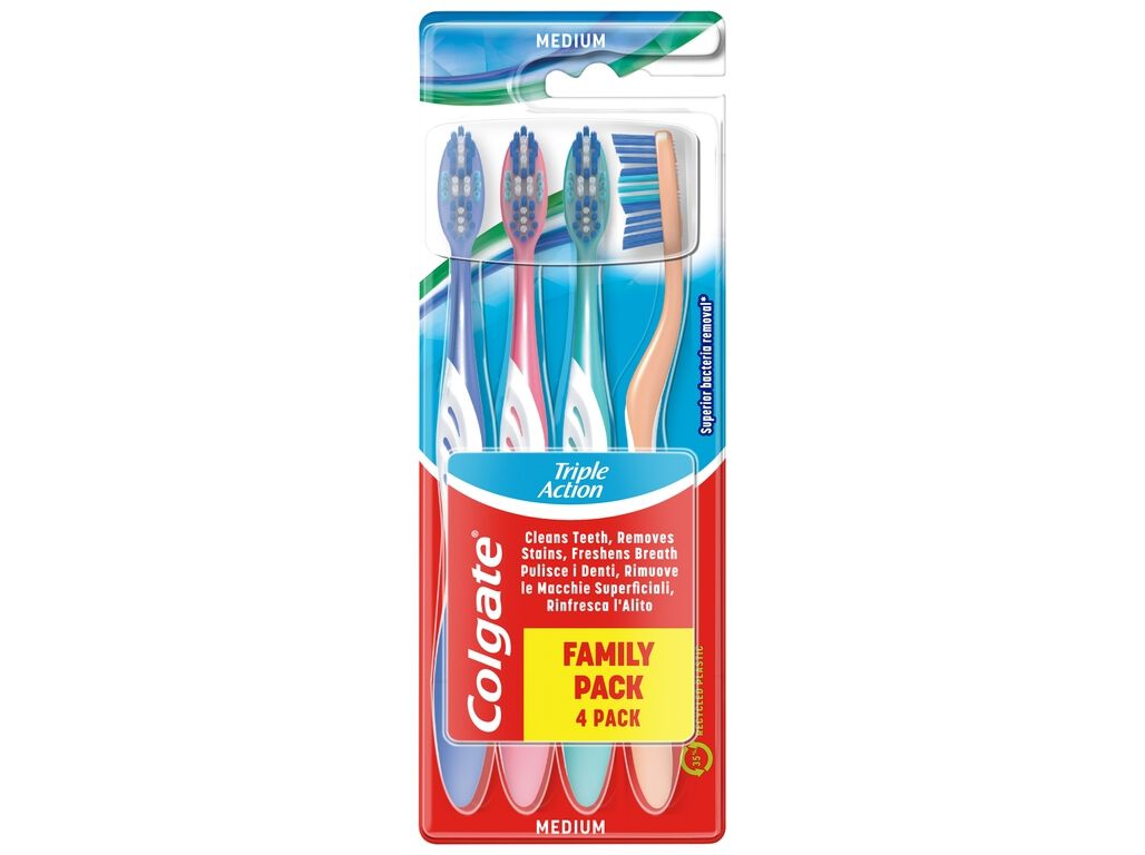 ESCOVA DE DENTES TRIPLA A&Ccedil;&Atilde;O M&Eacute;DIA COLGATE PACK 4 image number 0