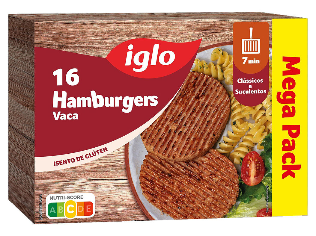 HAMBURGUERES IGLO VACA S/GL&Uacute;TEN 16UN 1280G