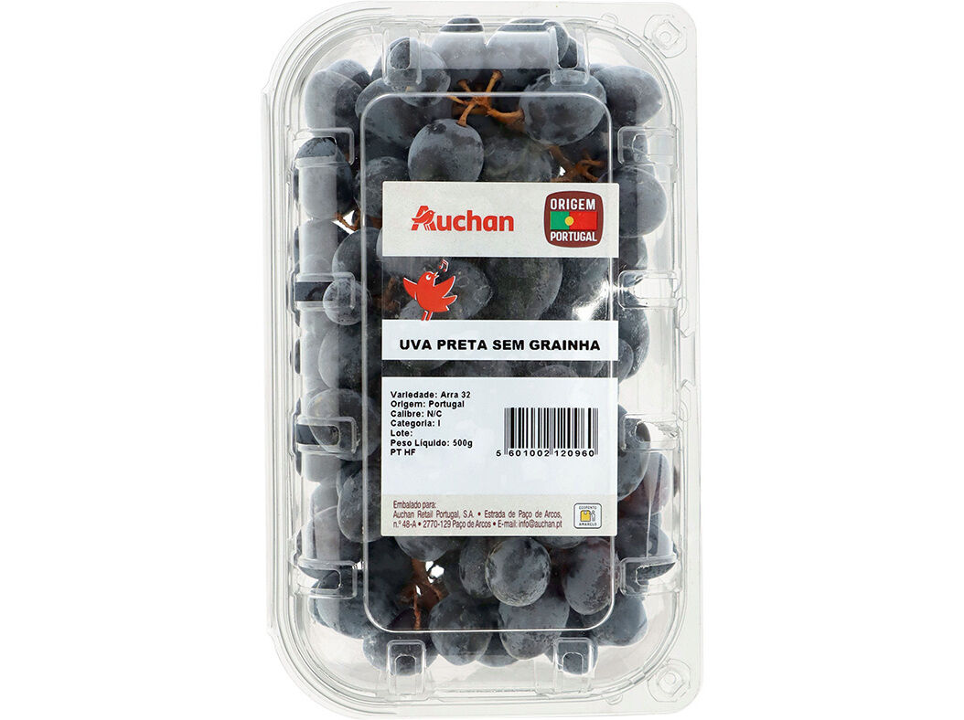 UVA PRETA SEM GRAINHA AUCHAN 500 G image number 0