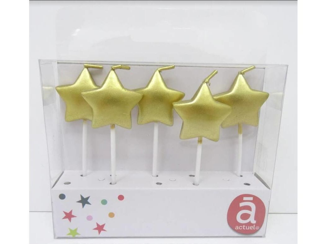 VELA DE ANIVERS&Aacute;RIO ACTUEL ESTRELA DOURADA 5 UNIDADES