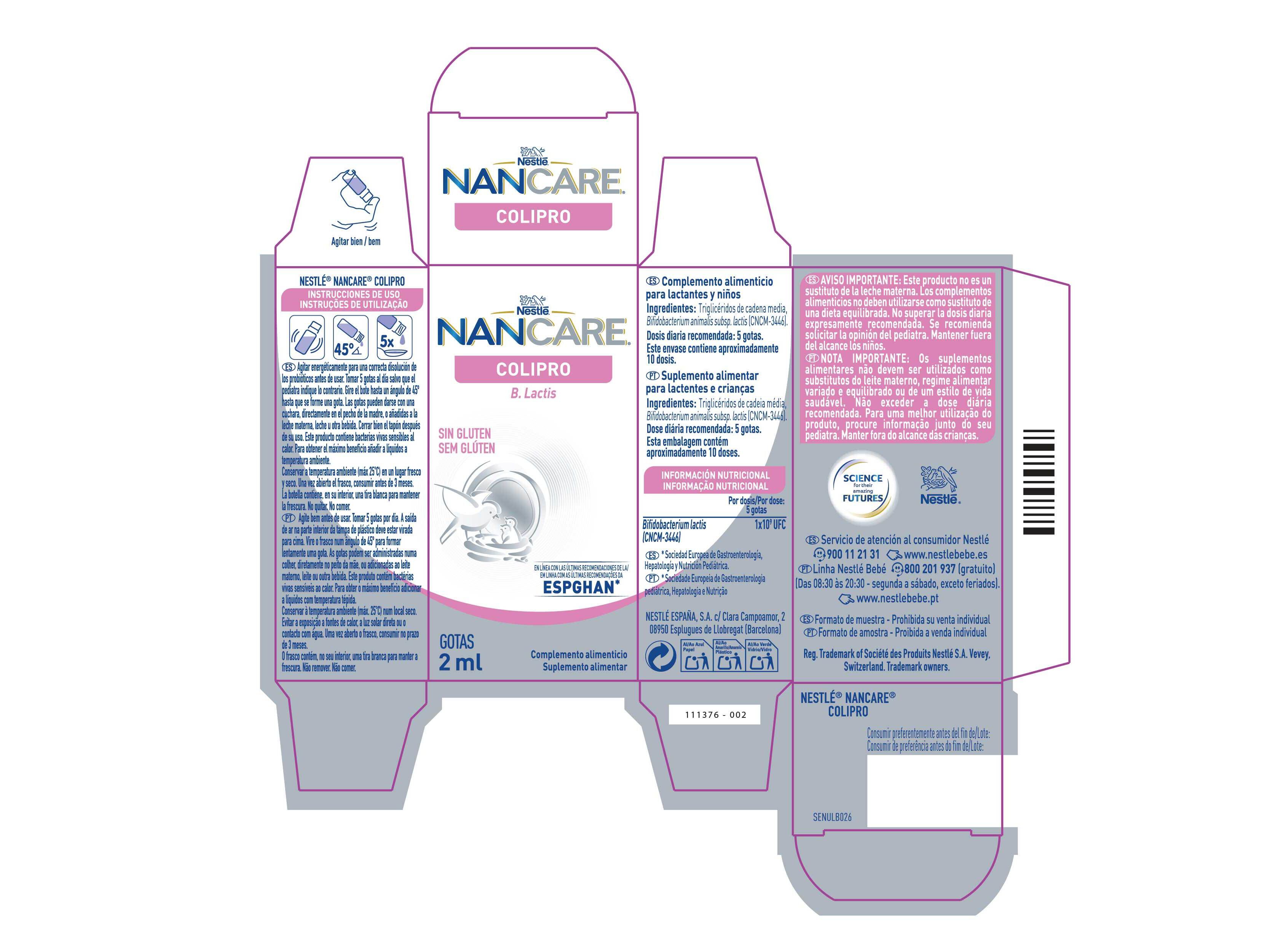SUPLEMENTO NANCARE COLIPRO B.LACTIS 10ML image number 1