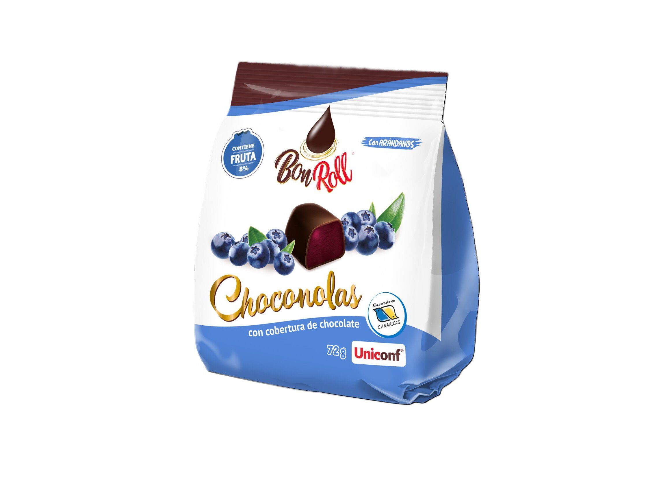 GOMAS BON ROLL MIRTILO COBERTURA CHOCOLATE NEGRO 72GR image number 0