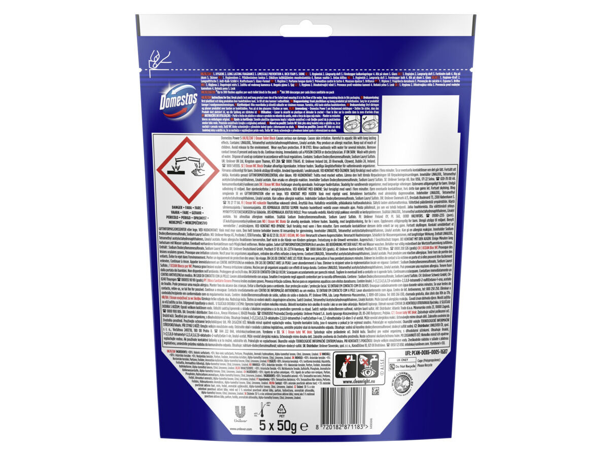 BLOCO SANIT&Aacute;RIO DOMESTOS POWER 5 OCEAN 5UN image number 1