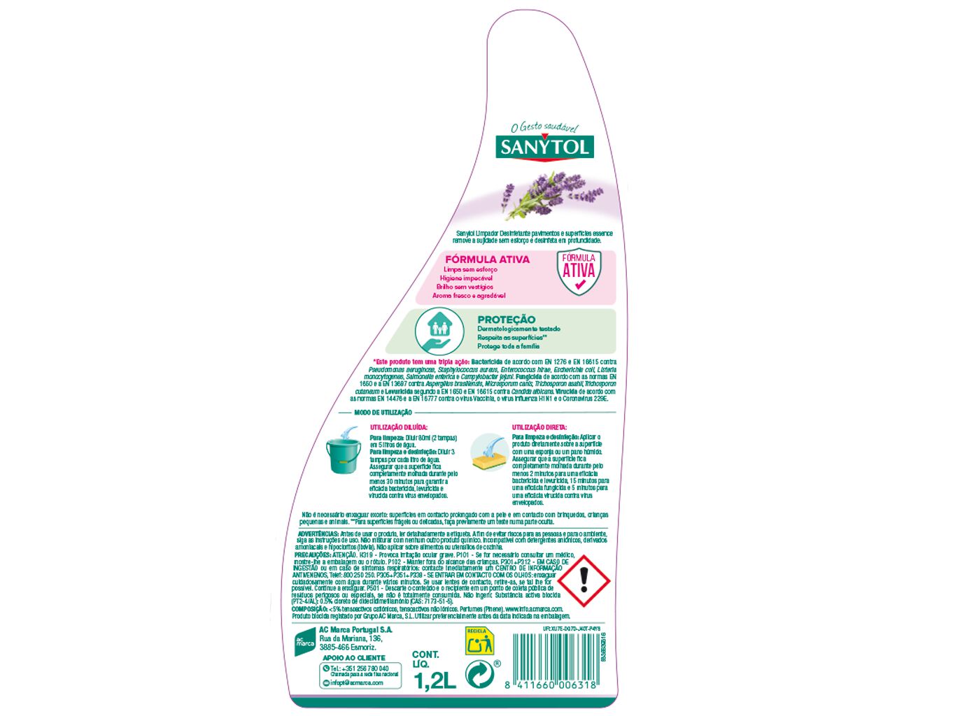 LAVA TUDO SANYTOL DESINFETANTE LAVANDA 1.2L image number 1
