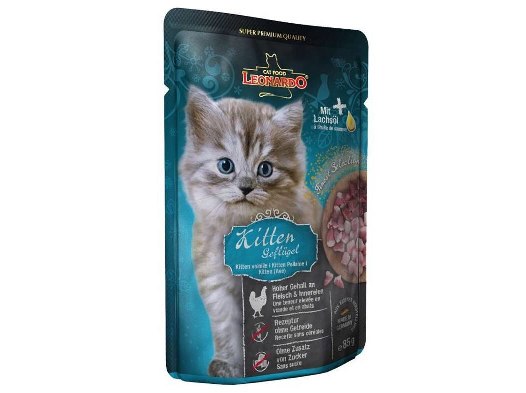 ALIMENTO HUM.GATO BEWITAL LEONARDO SEL.KITTEN-AVES 85G image number 0