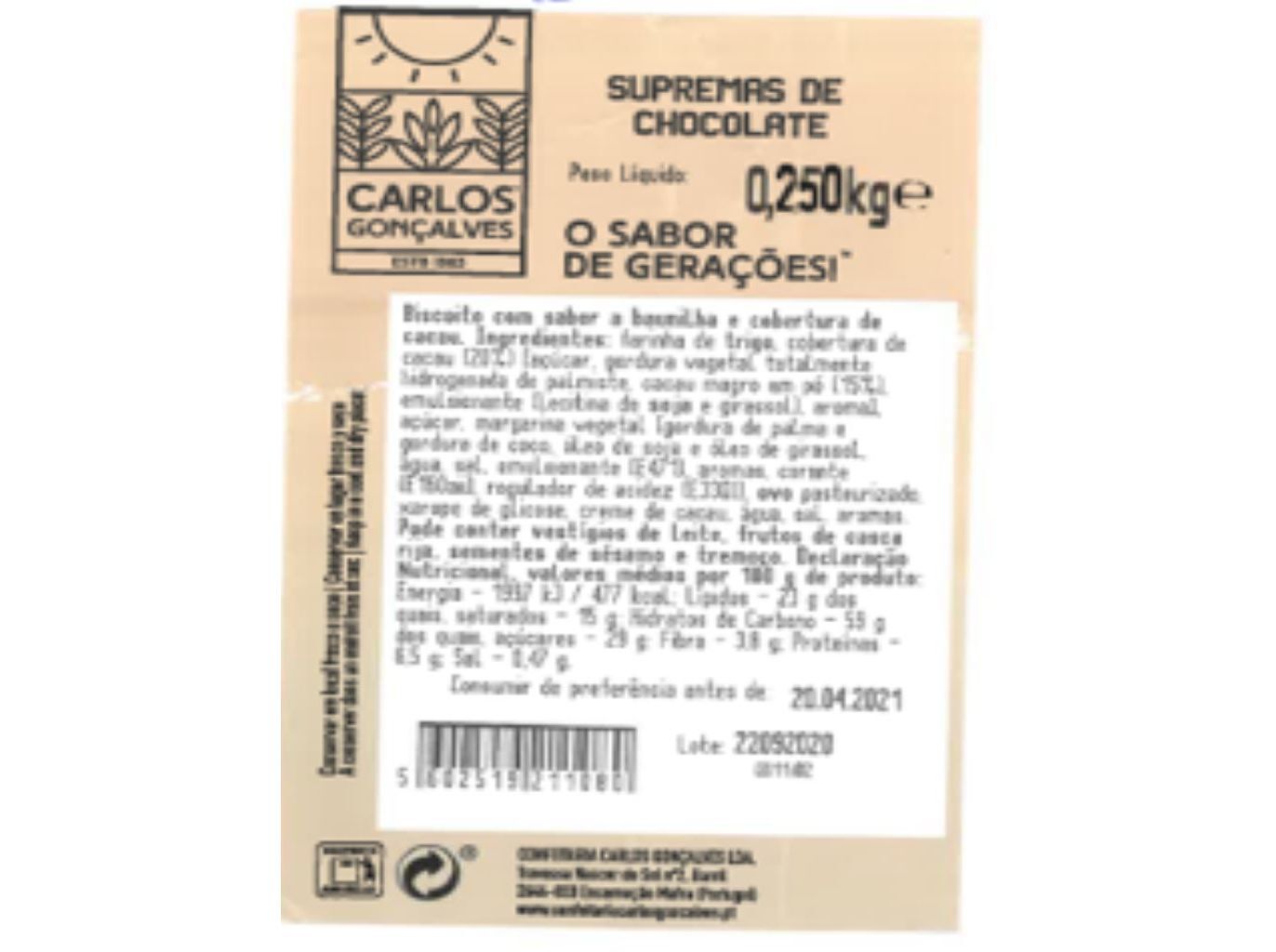 SUPREMAS DE CHOCOLATE 250 GR image number 1