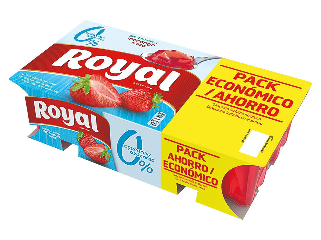 GELATINA ROYAL MORANGO 0% DE A&Ccedil;&Uacute;CAR 8X90 G