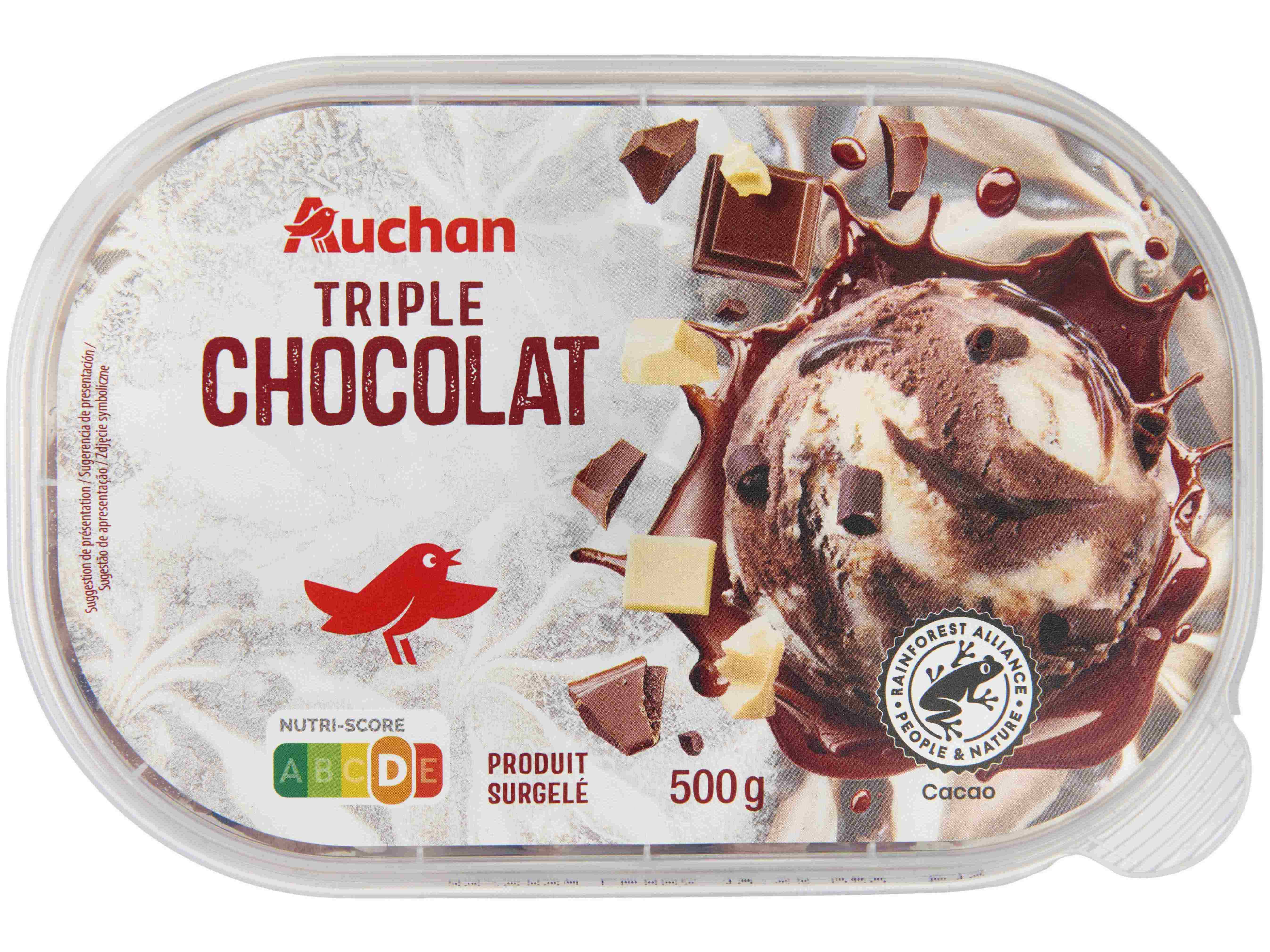 GELADO AUCHAN 3 CHOCOLATES 900ML