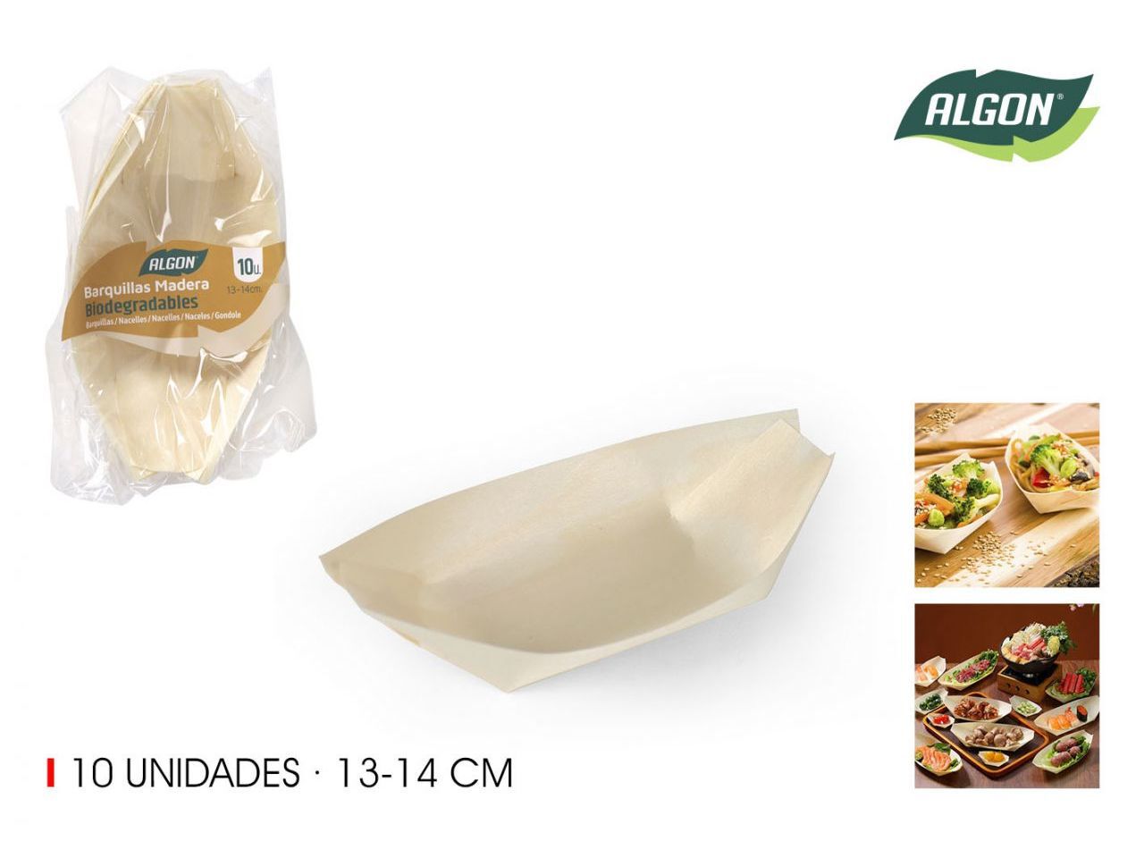 CONJUNTO 10 BARQUILHAS ALGON MADEIRA 13/14CM image number 0