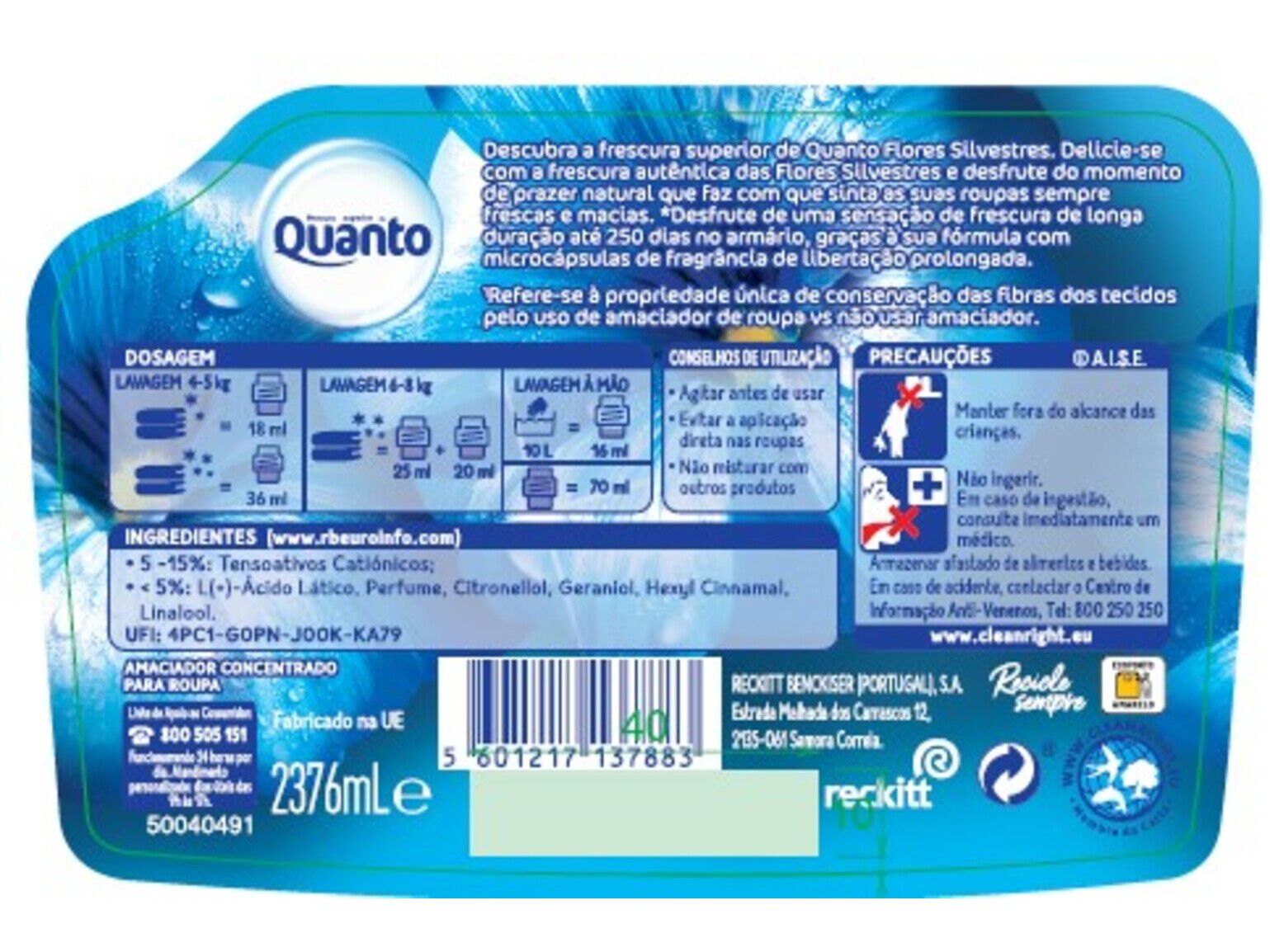 AMACIADOR ROUPA CONCENTRADO FLORES SILVESTRES QUANTO 122+10D image number 1