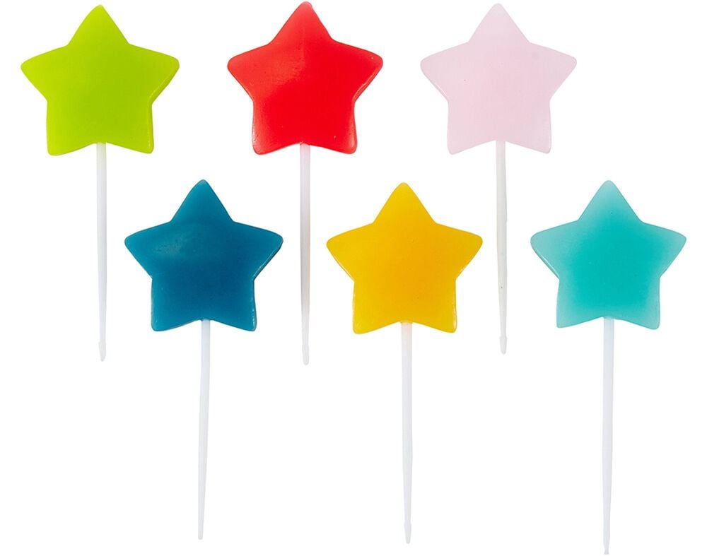 VELAS DE ANIVERS&Aacute;RIO ACTUEL "STAR" PACK 6 UNIDADES