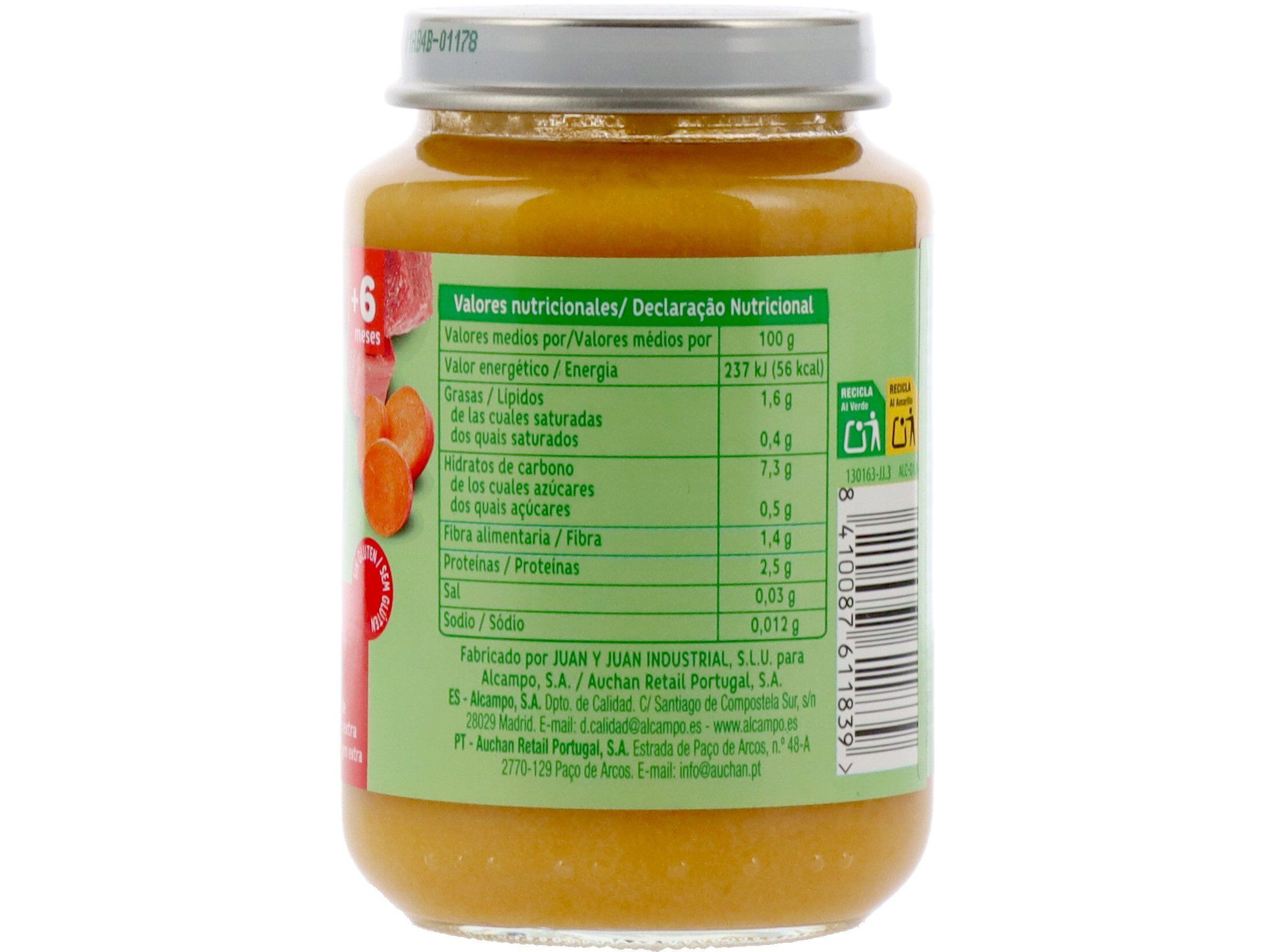 REFEI&Ccedil;&Atilde;O AUCHAN BABY BIO LEGUMES VITELA SEM GL&Uacute;TEN 200G image number 1