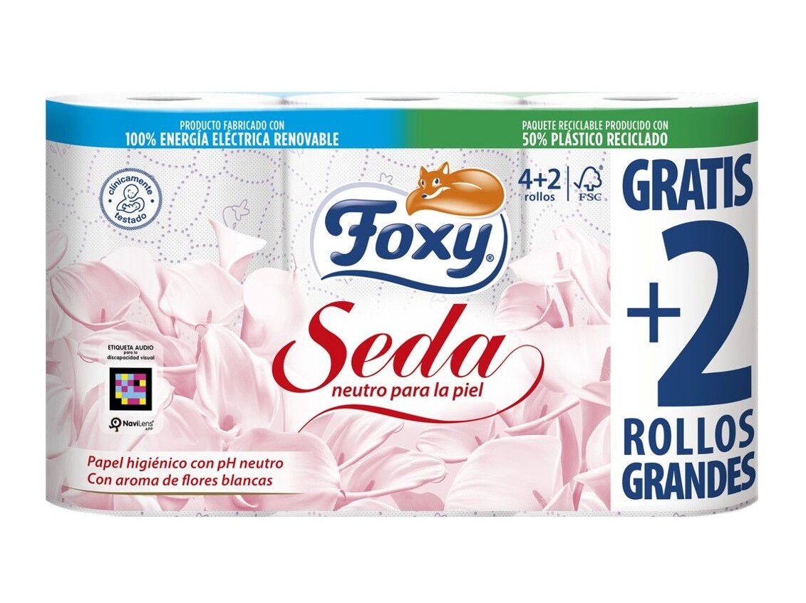 PAPEL HIGI&Eacute;NICO FOXY SEDA 3FOLHAS 6ROLOS image number 0