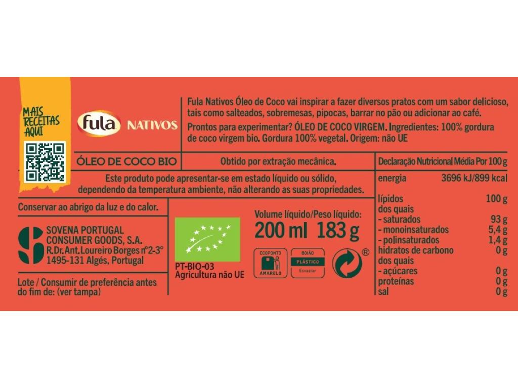 &Oacute;LEO DE C&Ocirc;CO FULA BIO 200 ML image number 1