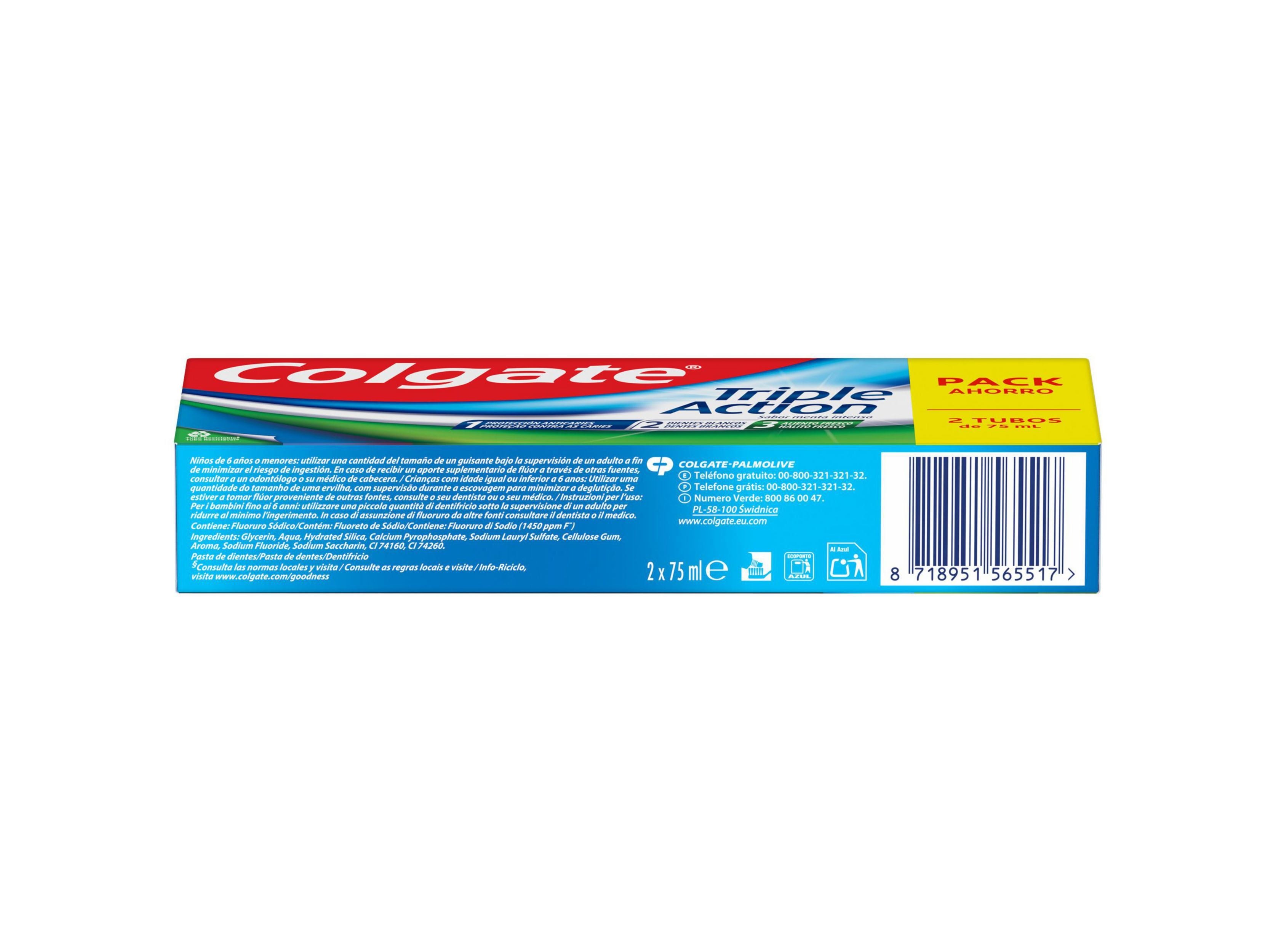 PASTA DENT&Iacute;FRICA COLGATE TRIPLA A&Ccedil;&Atilde;O 2X75ML image number 1
