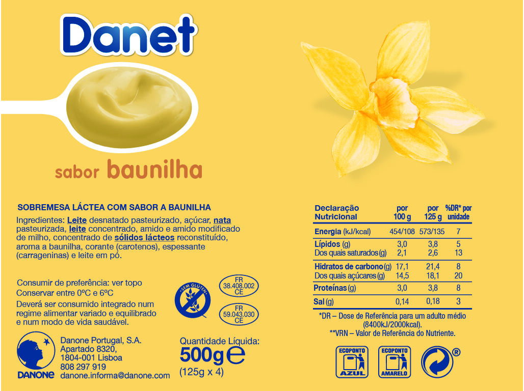SOBREMESA DANET L&Aacute;CTEA BAUNILHA 4X125G image number 1