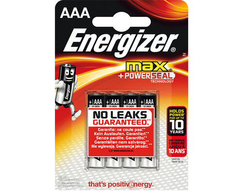 PILHAS ALCALINAS ENERGIZER AAA ULTRA+ MAX PACK 4 UNIDADES image number 0