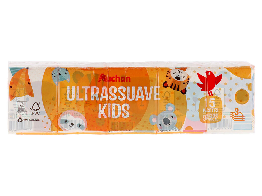LEN&Ccedil;OS BOLSO AUCHAN KIDS ULTRASSUAVE 3 FOLHAS 15 UN