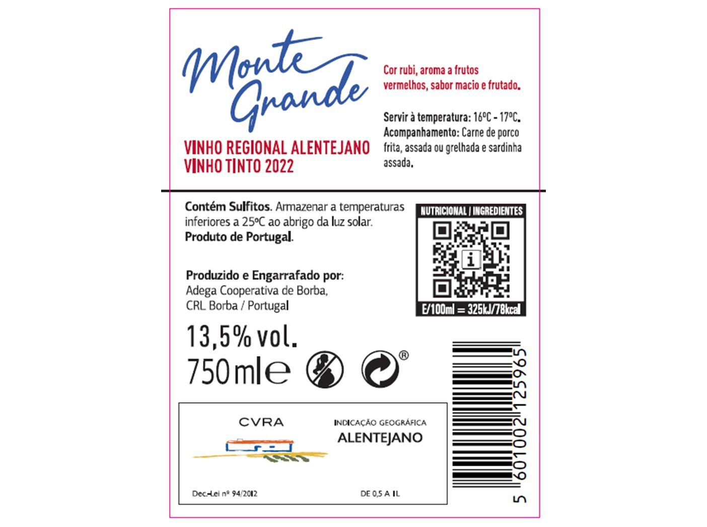 VINHO TINTO MONTE GRANDE 0.75L image number 1