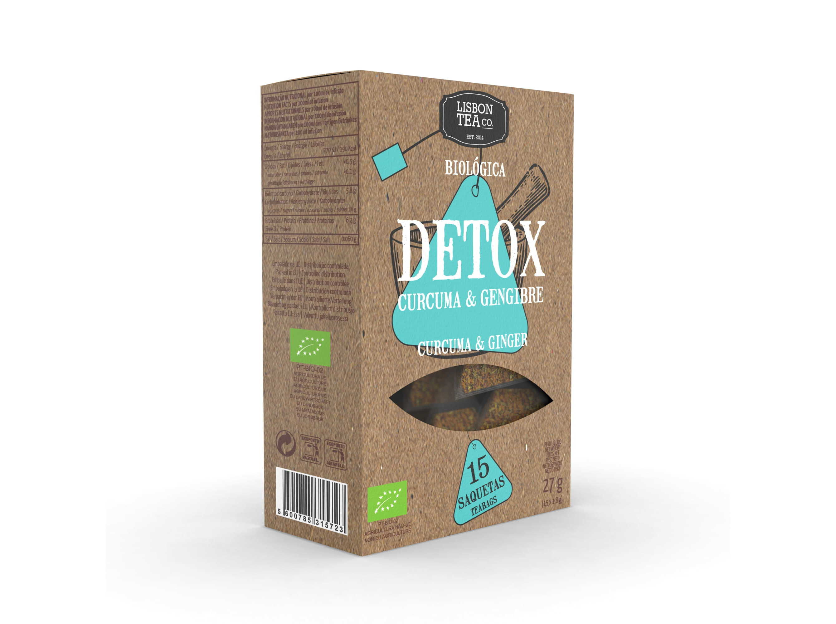 INFUS&Atilde;O LISBON TEA CO. DETOX CURCUMA GENGIBRE 15 SAQ.