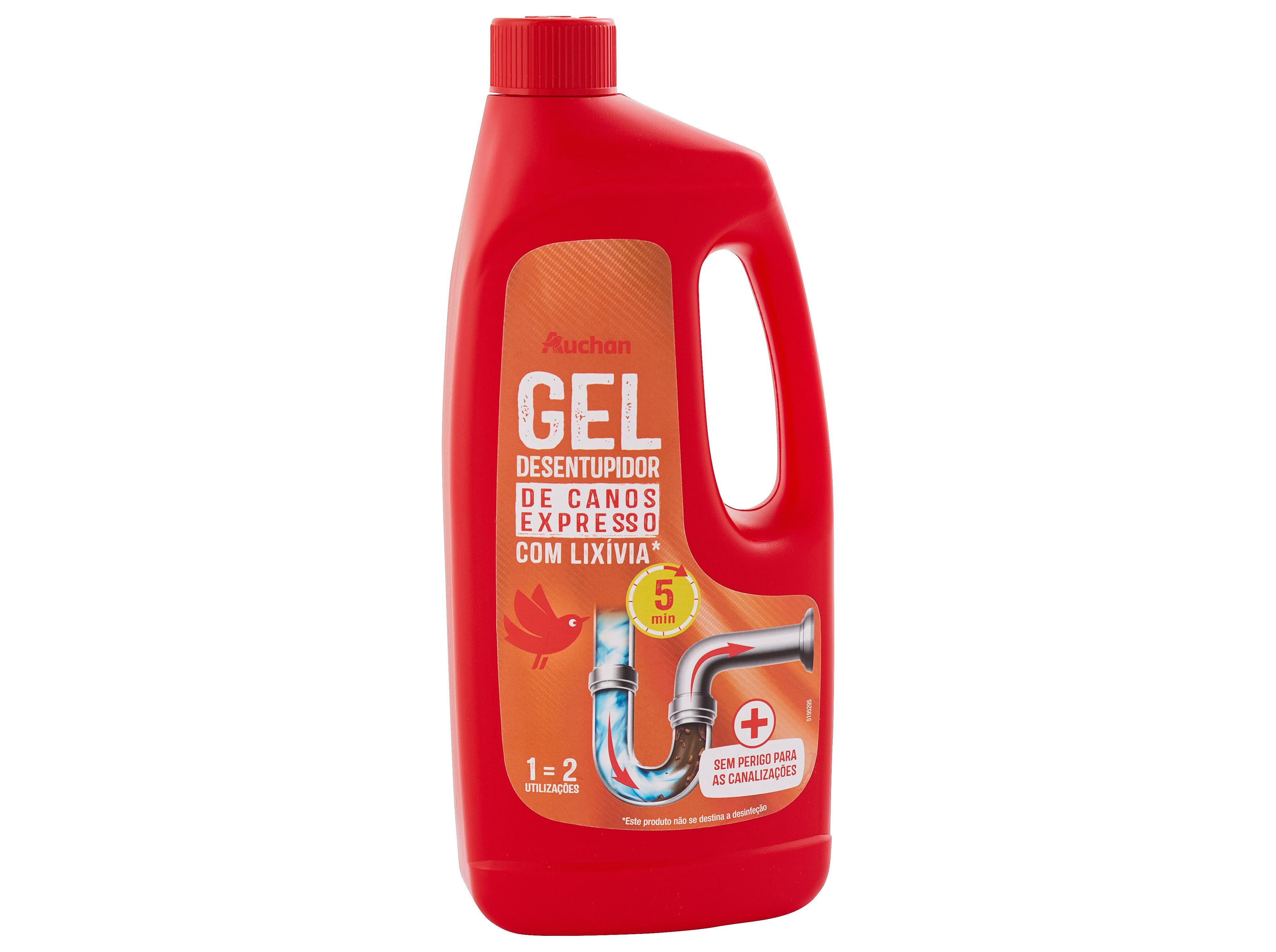 DESENTUPIDOR AUCHAN EXPRESSO DE CANOS GEL COM LIX&Iacute;VIA 1L image number 1