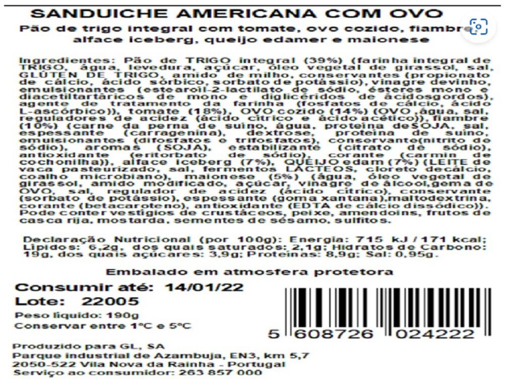 Sandes Americana Snock 190g | Auchan