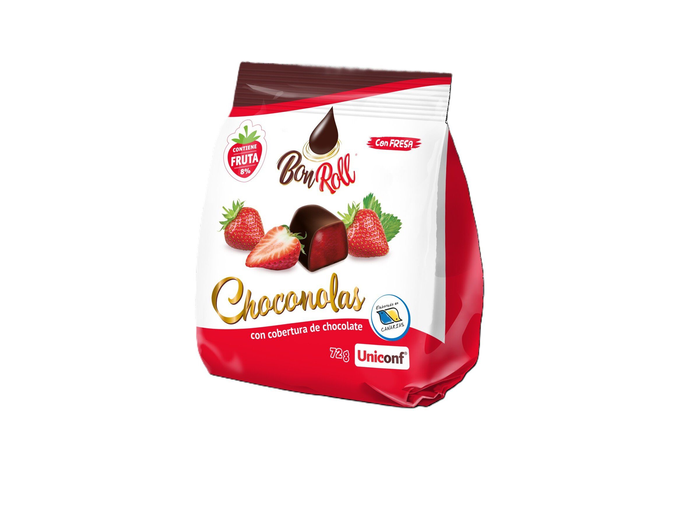 GOMAS BON ROLL MORANGO COBERTURA CHOCOLATE NEGRO 72G image number 0