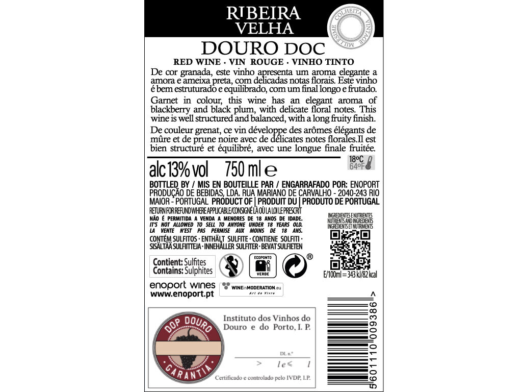 VINHO TINTO RIBEIRA VELHA DOURO DOC 0.75L image number 2