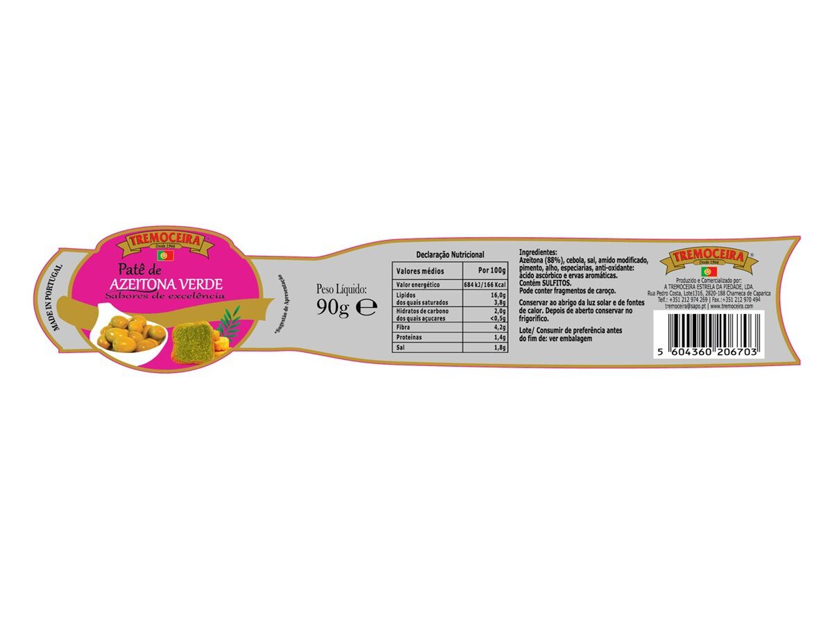 PASTA AZEITONA TREMOCEIRA VERDE 90G image number 1
