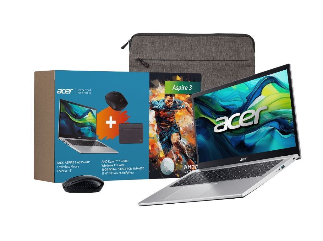 PORTATIL ACER AG15-42P + SLEEVE + RATO (15.6'' AMD RYZEN 5/16GB/512GB)