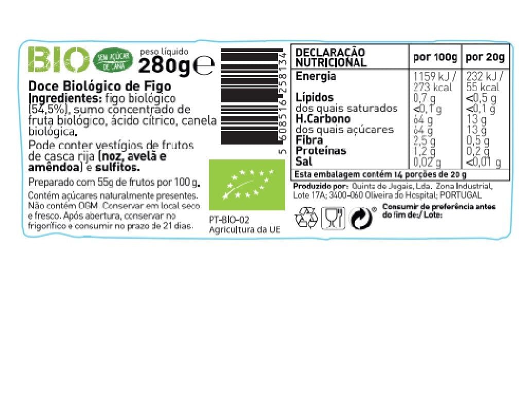 DOCE FIGO JUGAIS BIO 280G image number 1