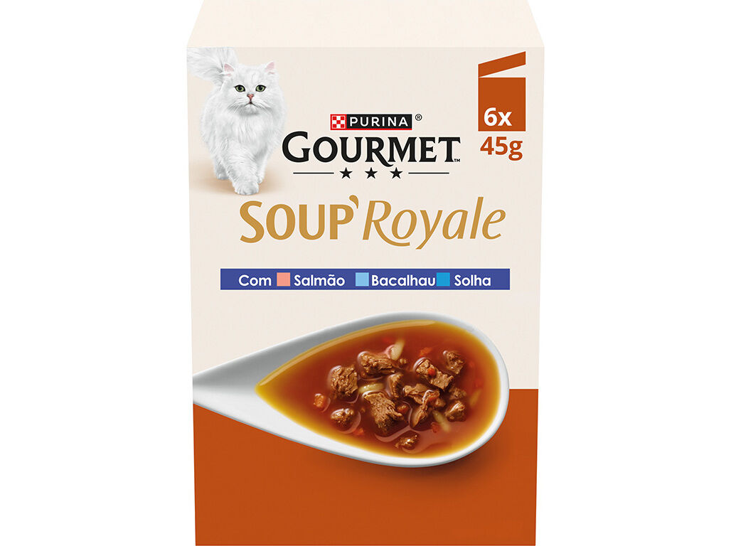 COMIDA H&Uacute;MIDA GATO GOURMET SOUP ROYAL PEIXES 6X45G image number 0