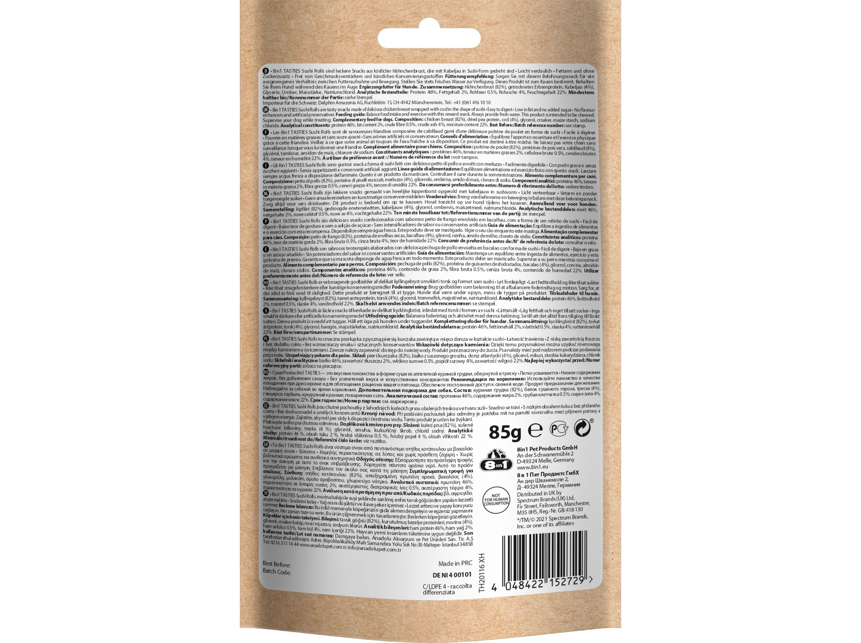 SNACKS C&Atilde;O 8IN1 SUSHI ROLLS 85G image number 1